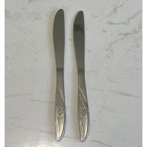 UTICA‎ Stainless Steel Flatware Cameo Rose Oval Butter Knife USA 2